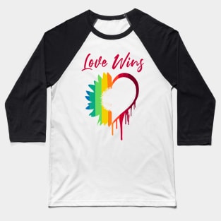 Love Wins Sunflower Rainbow Heart Baseball T-Shirt